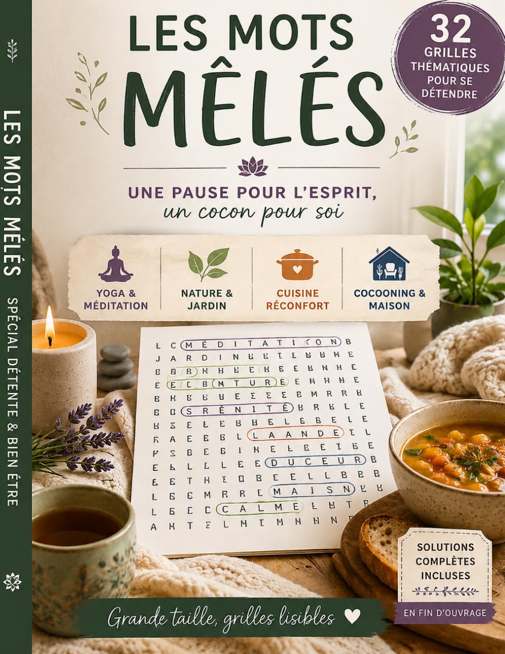 100 Mots Mêlés — Spécial Détente & Bien-être: 32 grilles thématiques pour se détendre, une lettre à la fois
