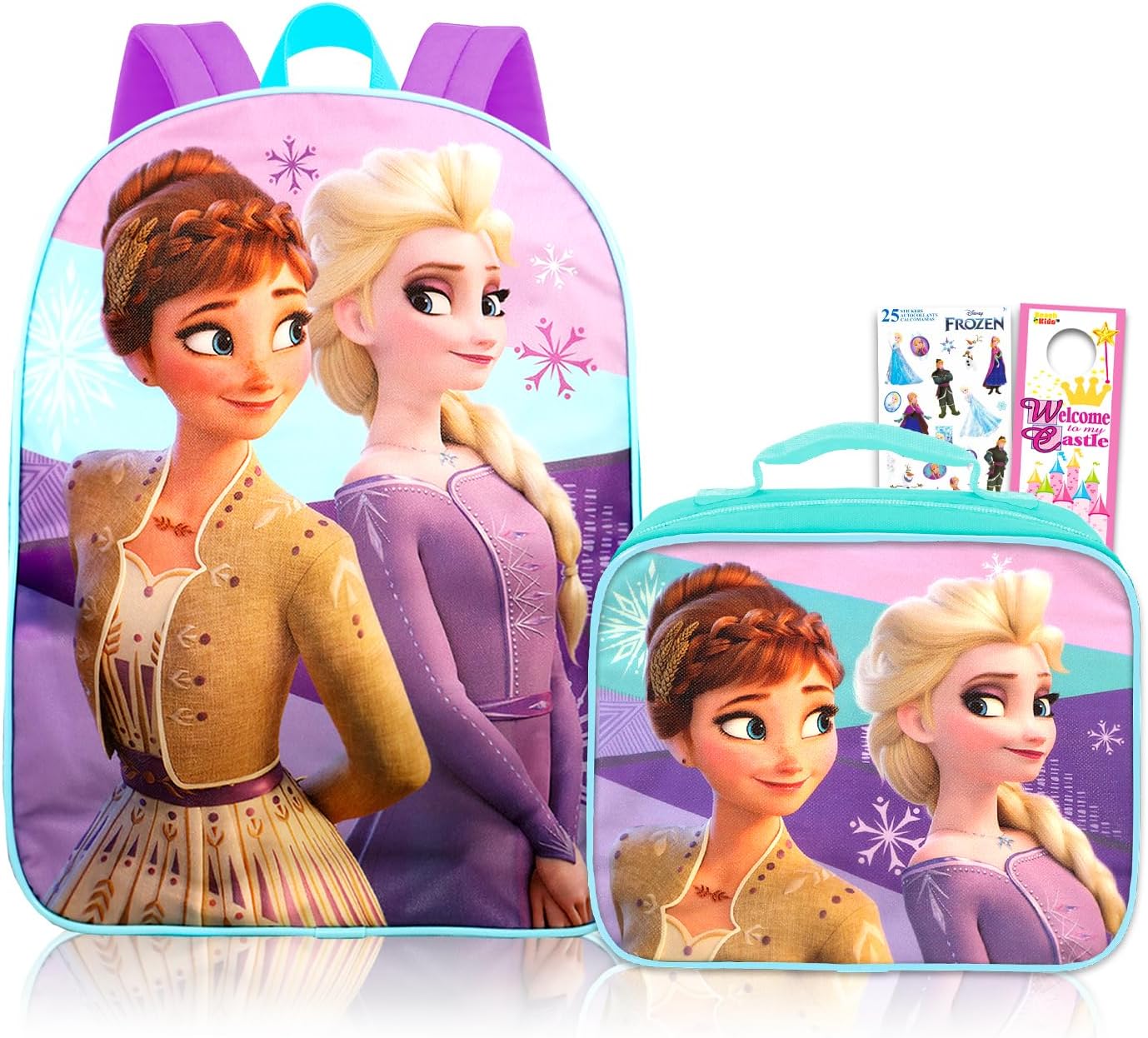 Frozen Backpack with Lunchbox Set for Girls Bundle + More