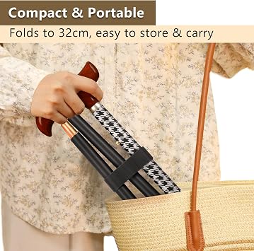 Foldable Walking Cane, Adjustable Lightweight Cane with Pattern Design