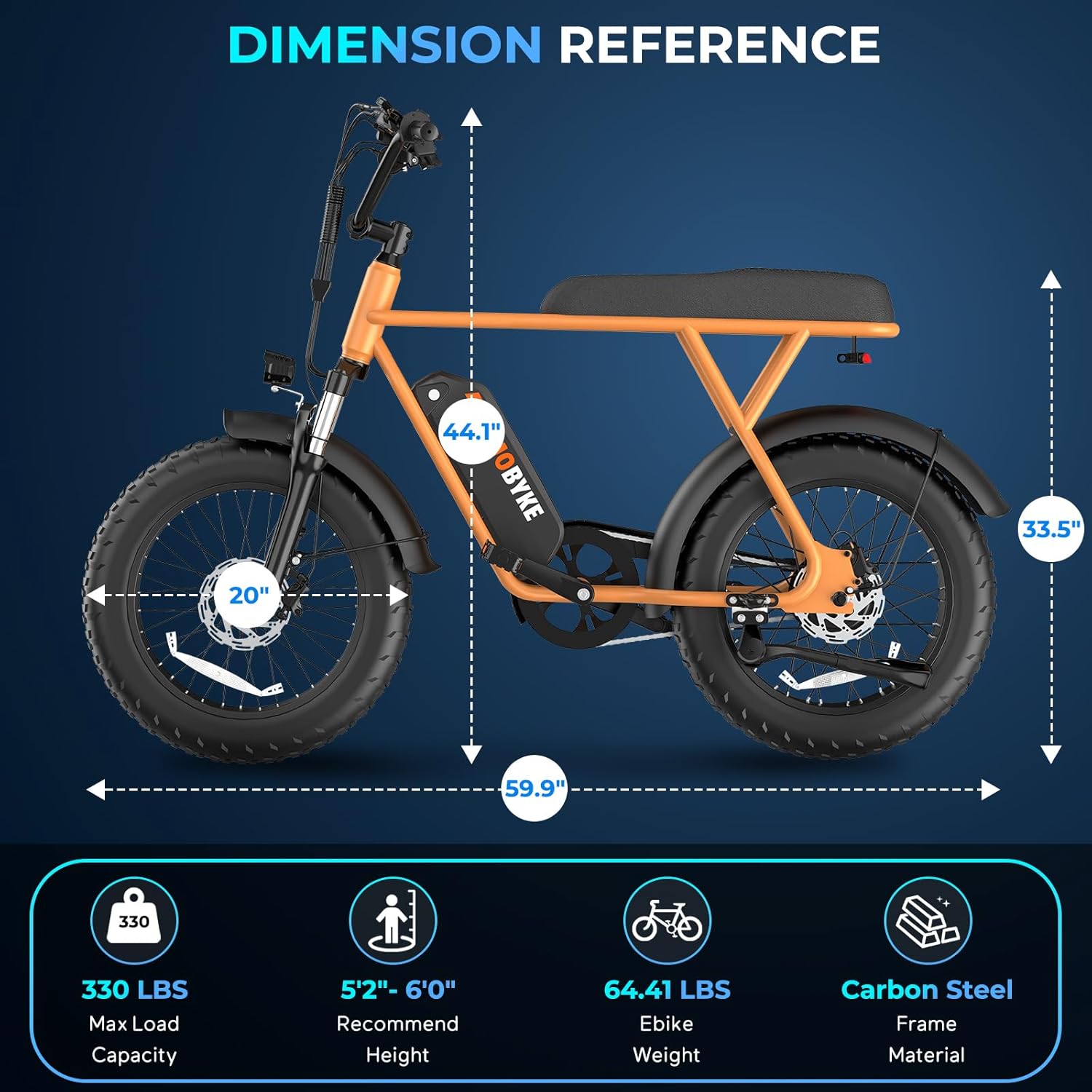Tamobyke T63 Entry-Level Lightweight Electric Bike for Teens and Adults, 500W Motor, 20 MPH, Removable Battery, 20"x4" Fat Tire Ebike, All-Weather Commuter E-Bike for Daily Riding and Rainy Days
