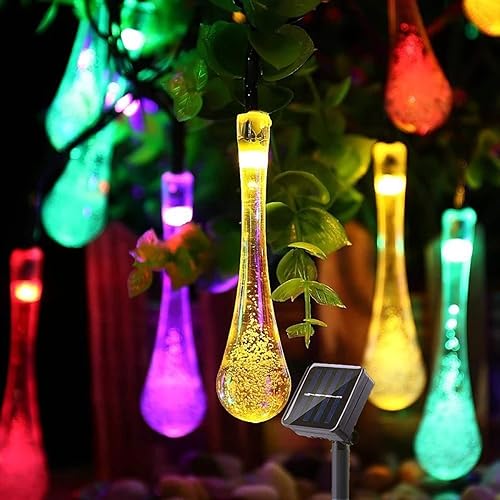 SNOMYRS Tira de luces solares para exteriores de 21 pies, 30 luces LED solares con 8 modos, luces de cristal impermeables para patio, jardĂn, árbol, SNOMYRS Tira de luces solares para exteriores de 21 pies, 30 luces LED solares con 8 modos, luces de cristal impermeables para patio, jardĂn, árbol,
