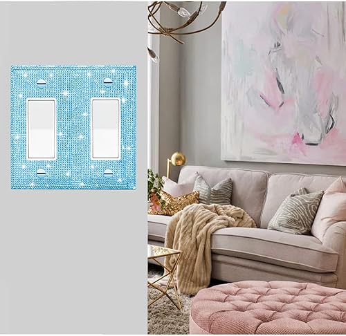 Miniatura 4 de Cubierta decorativa para interruptor de luz con diamantes de imitación azules brillantes, placa de pared, placa de pared con doble palanca, cubierta