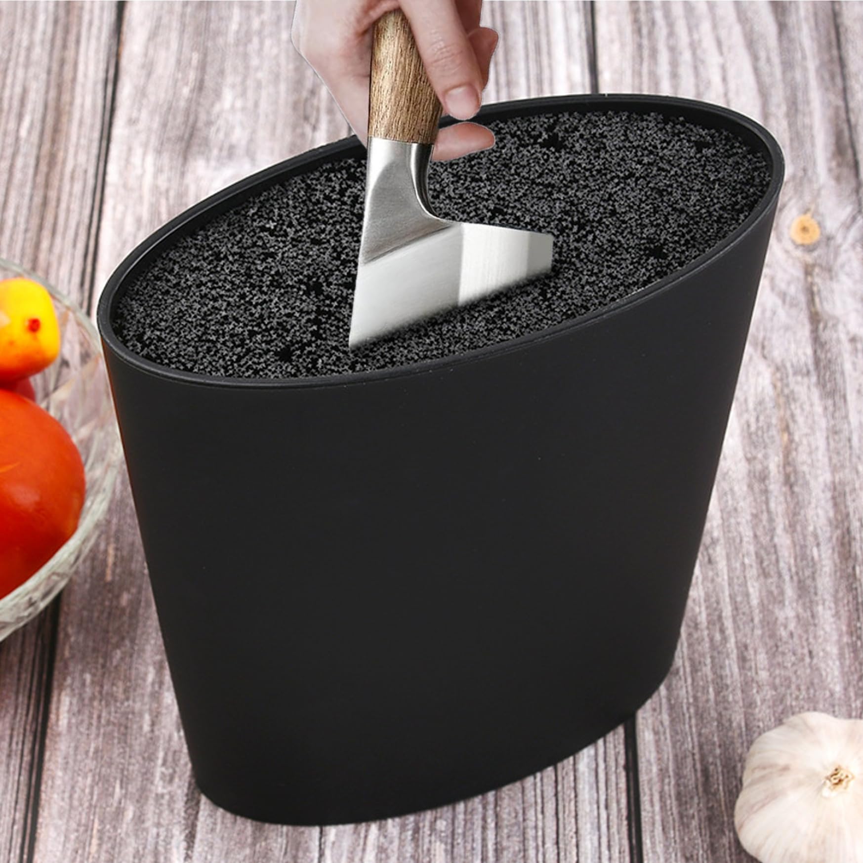 Kitchen Knife Holder,Space Saver Knife Block with Drain Holes,Oval-Shaped Knife Rack for Ceramic Knives,Steak Knives (Knife Not Included)- 6x8in