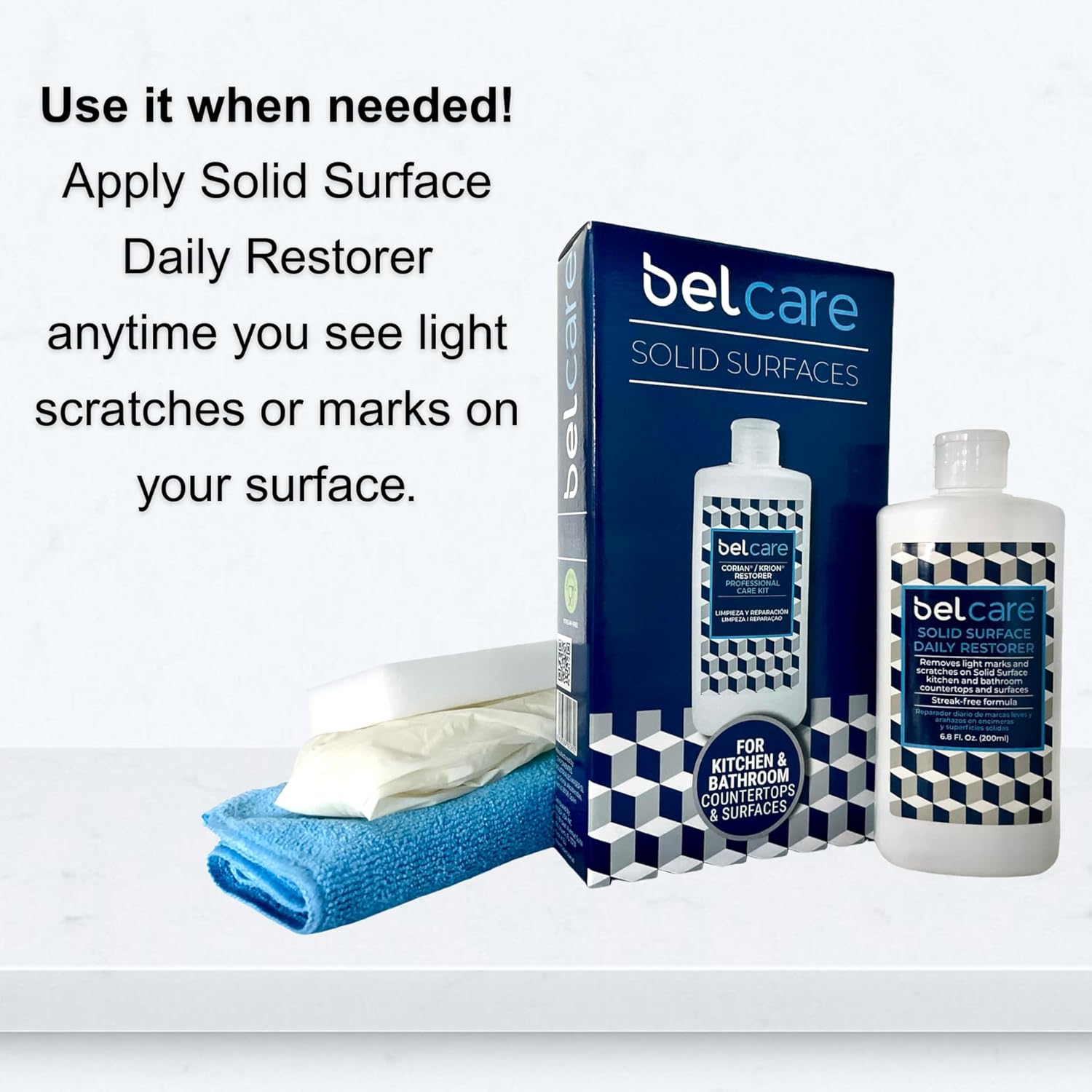 Professional Solid Surface Countertop Cleaning and Repair Kit for Homes and Restaurants, Indoor and Outdoor Use