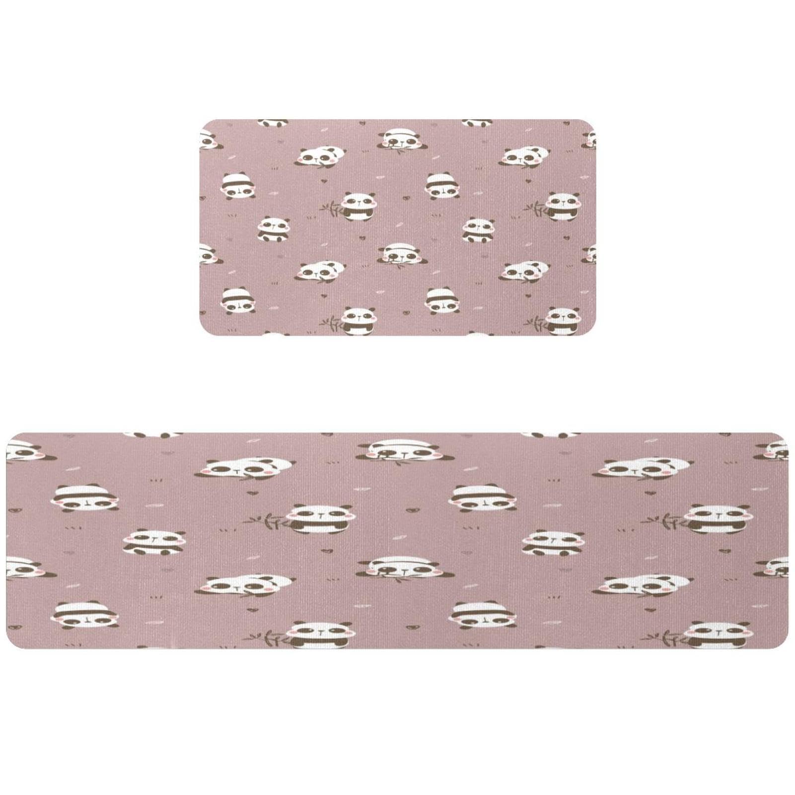 2 alfombrillas de cocina de panda graso rosa antideslizantes y lavables 1