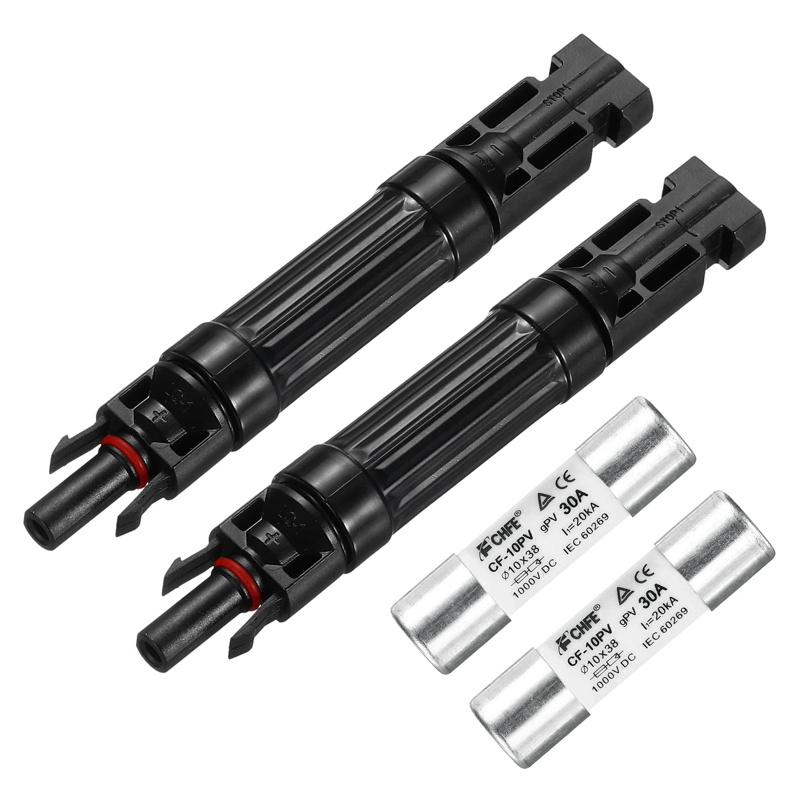 sourcing map 2 Pcs Solar Fuse Holder 30A 1000V Waterproof PV In-Line Fuse Holders with Fuse Solar Inline Fuse Holder Photovoltaic Connectors for Solar Panel System