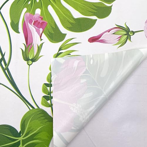 Miniatura 3 de SimpleLife4U Hawaii Flower Style Muebles Papel Autoadhesivo Estante Liner Maquillaje Joyería Gabinete Decoración 17.7 pulgadas Por 9.8 pies