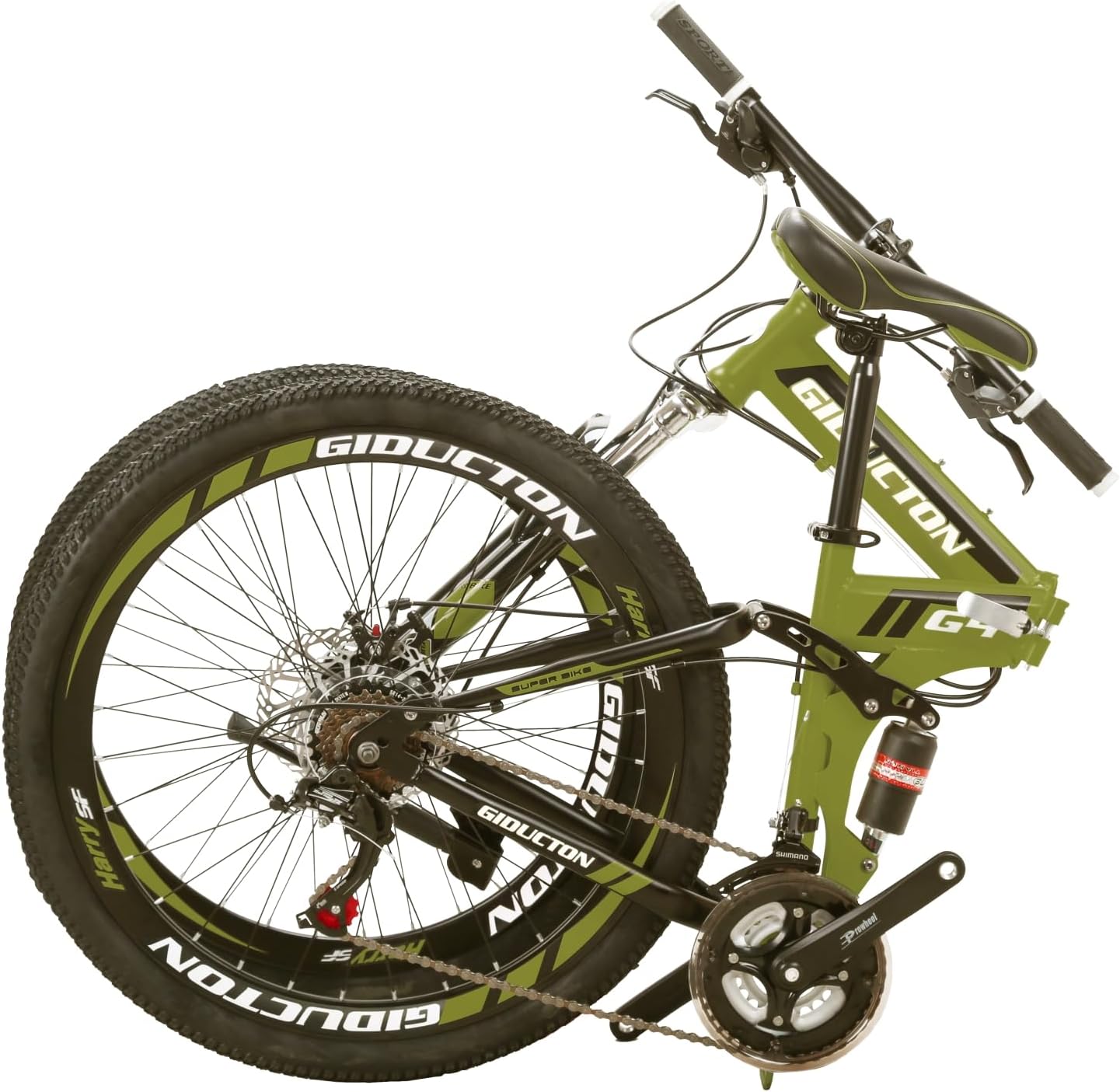 26 Inch Folding Mountain Bike, Dual Disc Brake Full Suspension High-Carbon Steel MTB Foldable Bicycle,21 Speed Folding Bikes for Adults/Men/Women