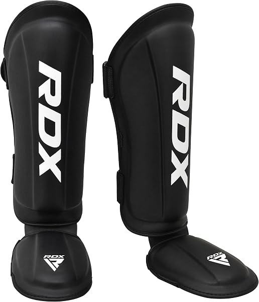 RDX Shin Guards Kickboxing Muay Thai, SATRA SMMAF Approved, Premium Maya Hide Leather, Leg Instep Protection Pads, MMA M