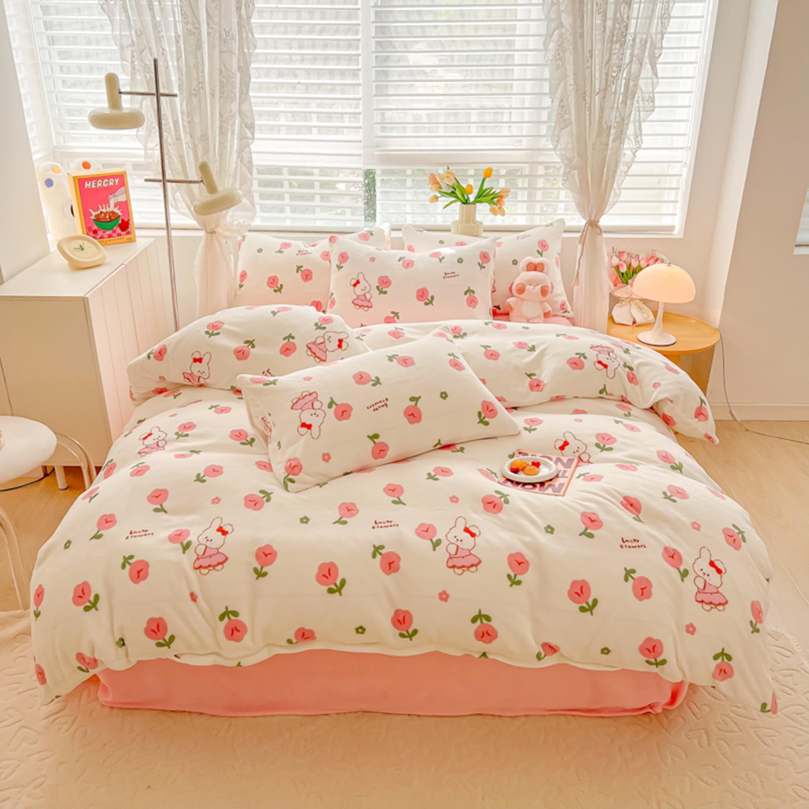 ALEjon Juego de Fundas nórdicas Dobles de Franela de Felpa Ropa de Cama cálida de Invierno con Cierre de Cremallera - Ropa de Cama Peluda con Fundas de Almohada - Tamaño: 220x240, Color: 6