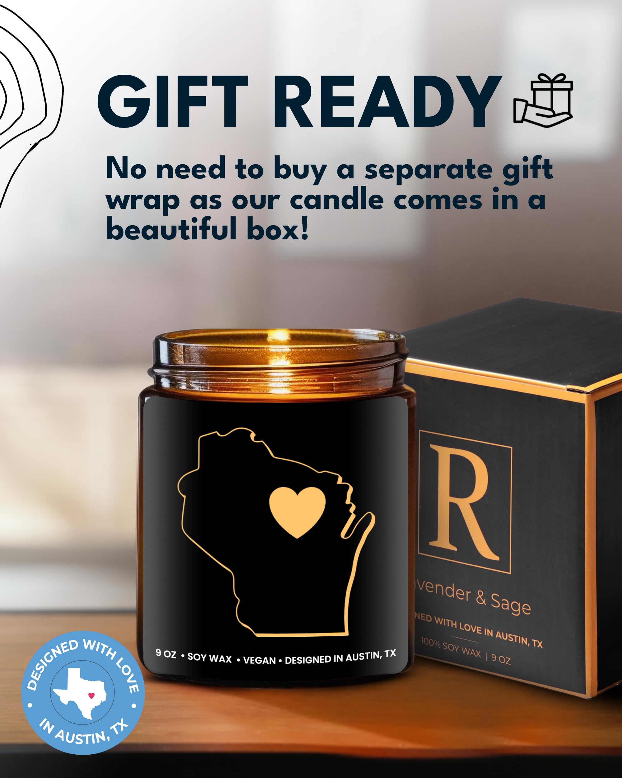 Wisconsin Candle, Thoughtful Wisconsin Themed Souvenirs & Gifts for Men and Women, Unique State Gifts, Best Sentimental Gift for Moving Away, Ideal for Birthday, Christmas, Graduation, Gift Ready