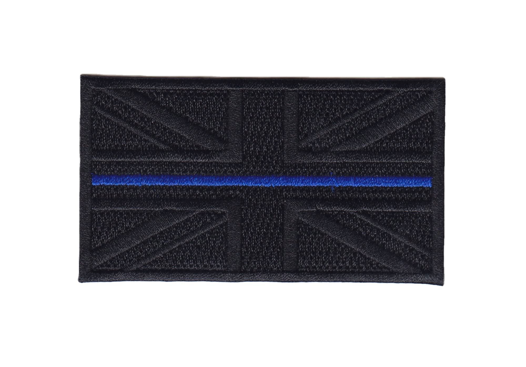 Badge Union Jack Thin Blue Line Union Jack Embroidered Patch-Hook & Loop Backing
