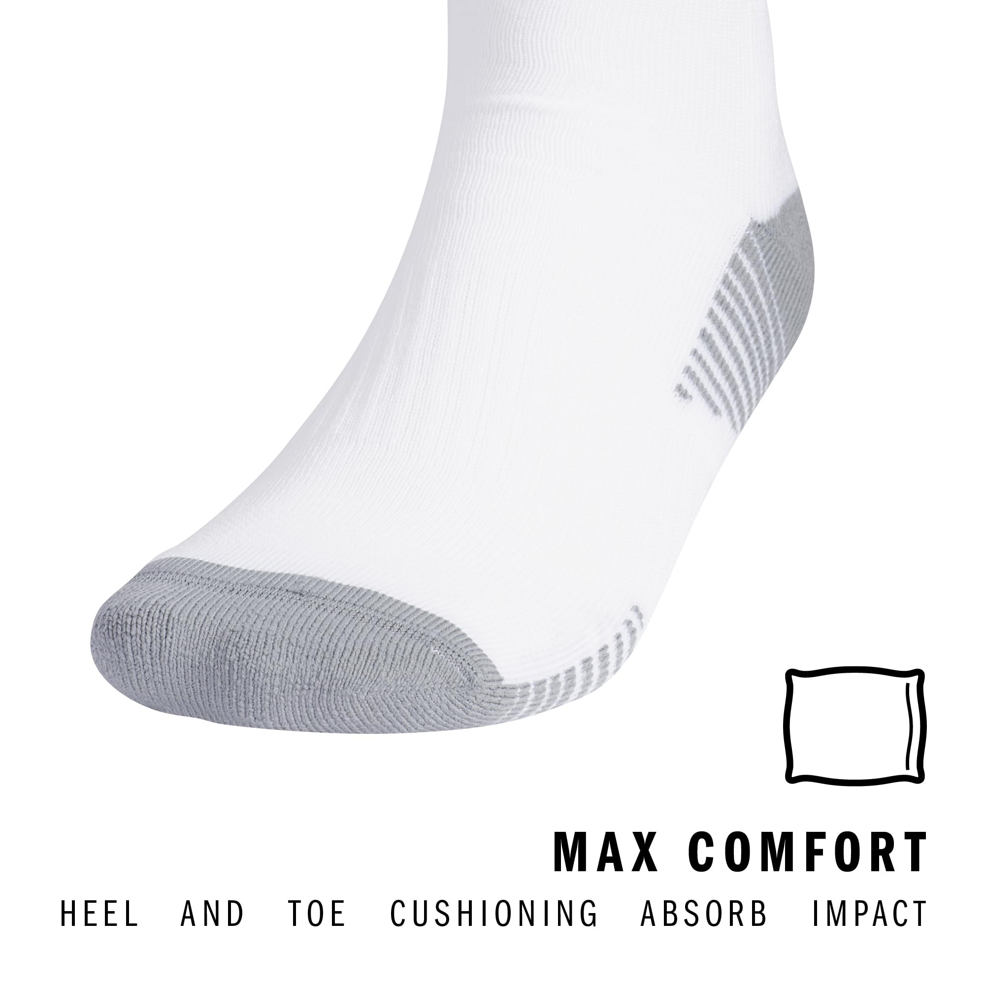 adidas Copa Zone Cushion 5 OTC, Soccer, Mens Compression Workout Socks, Over The Calf, White/White, Large