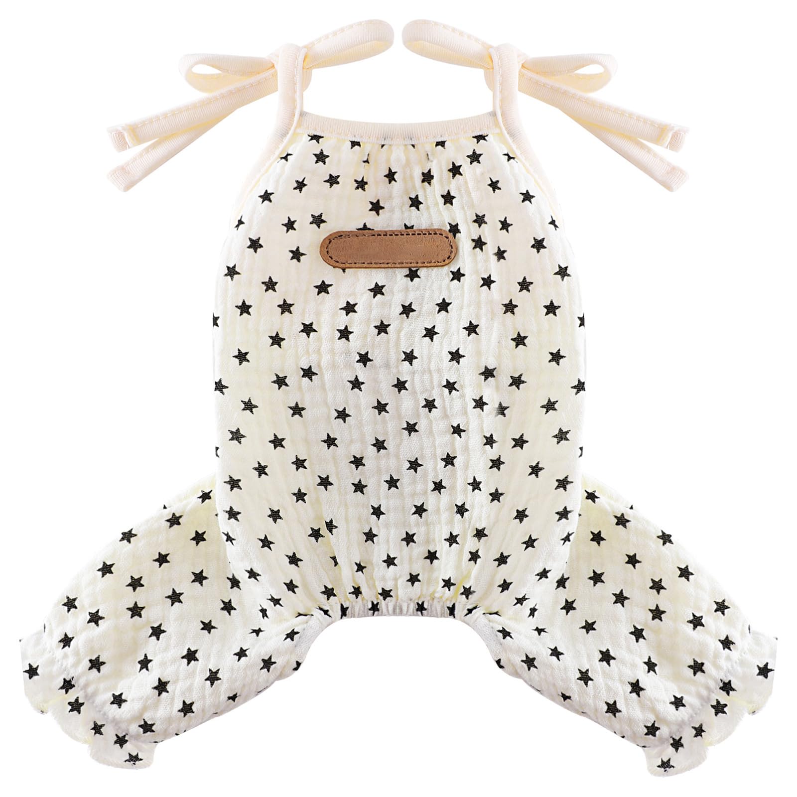Dog Pajamas Spring Summer Dog Clothes for Small Dogs Girl Boy Star Strap Puppy Onesie Pjs for Doggie Pet Cat Jammies Apparel, Beige, XS