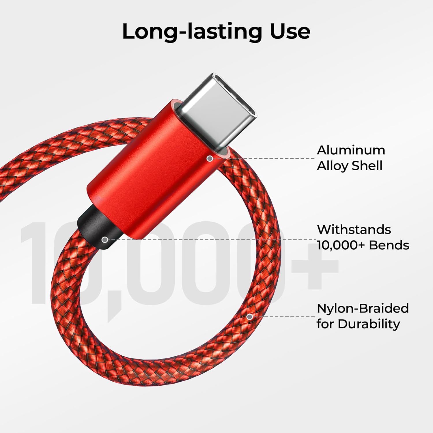 Basesailor USB to USB C Adapter 2Pack with USB Type C Charger Cable 6.6FT 2 Pack for iPhone 15 14 13 Mini Pro Max,CarPlay,Airpods,iPad Air 4 5,Samsung Galaxy S24 S10E S23 S20 S22（red）