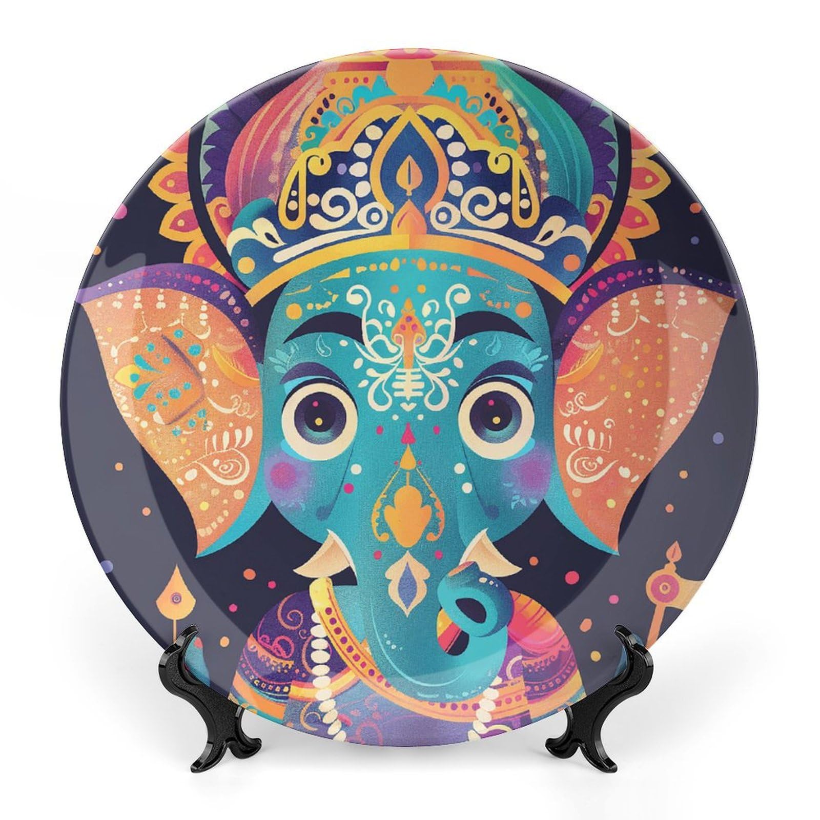 Platos decorativos personalizados en fina porcelana con soporte de exposición