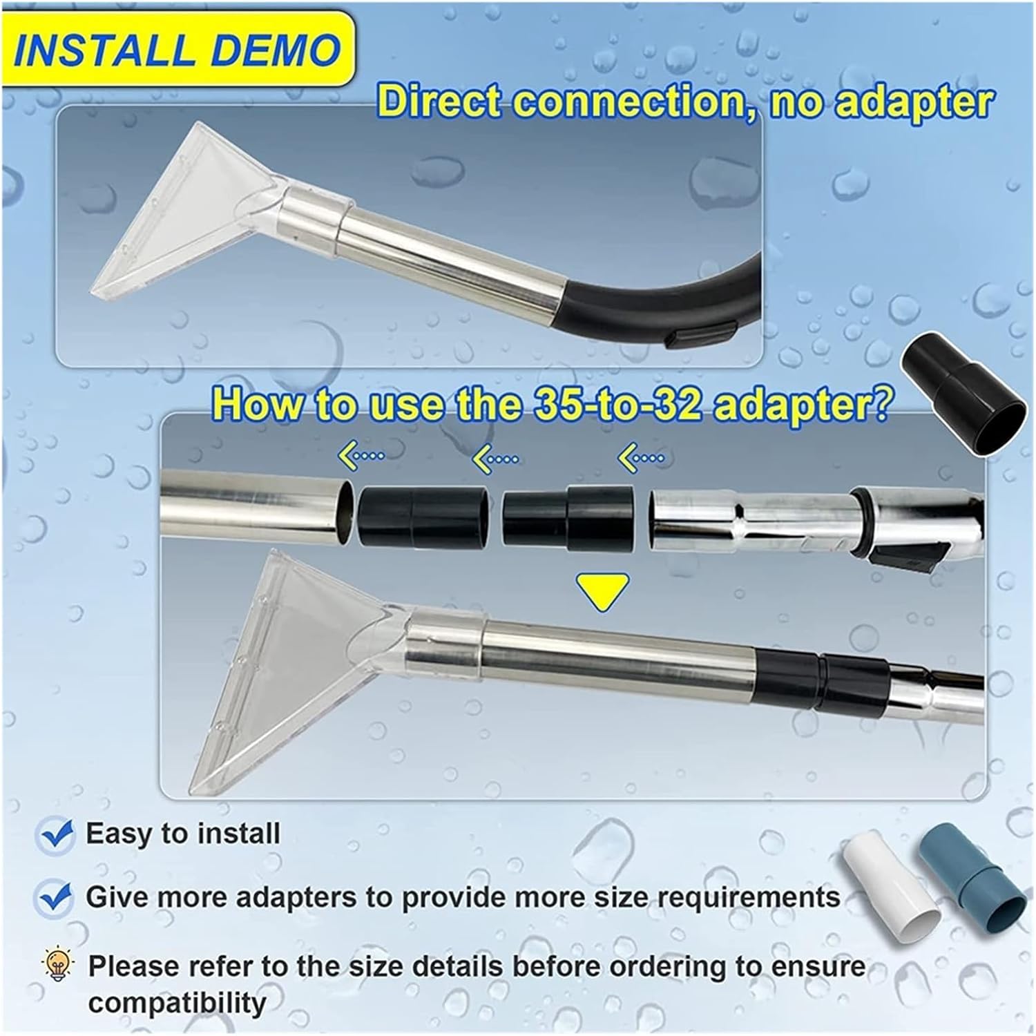 Extractor Hand Wand with Clear Head for Upholstery & Carpet Cleaning,Car Detailing Vacuum Wand for Portable Extractors