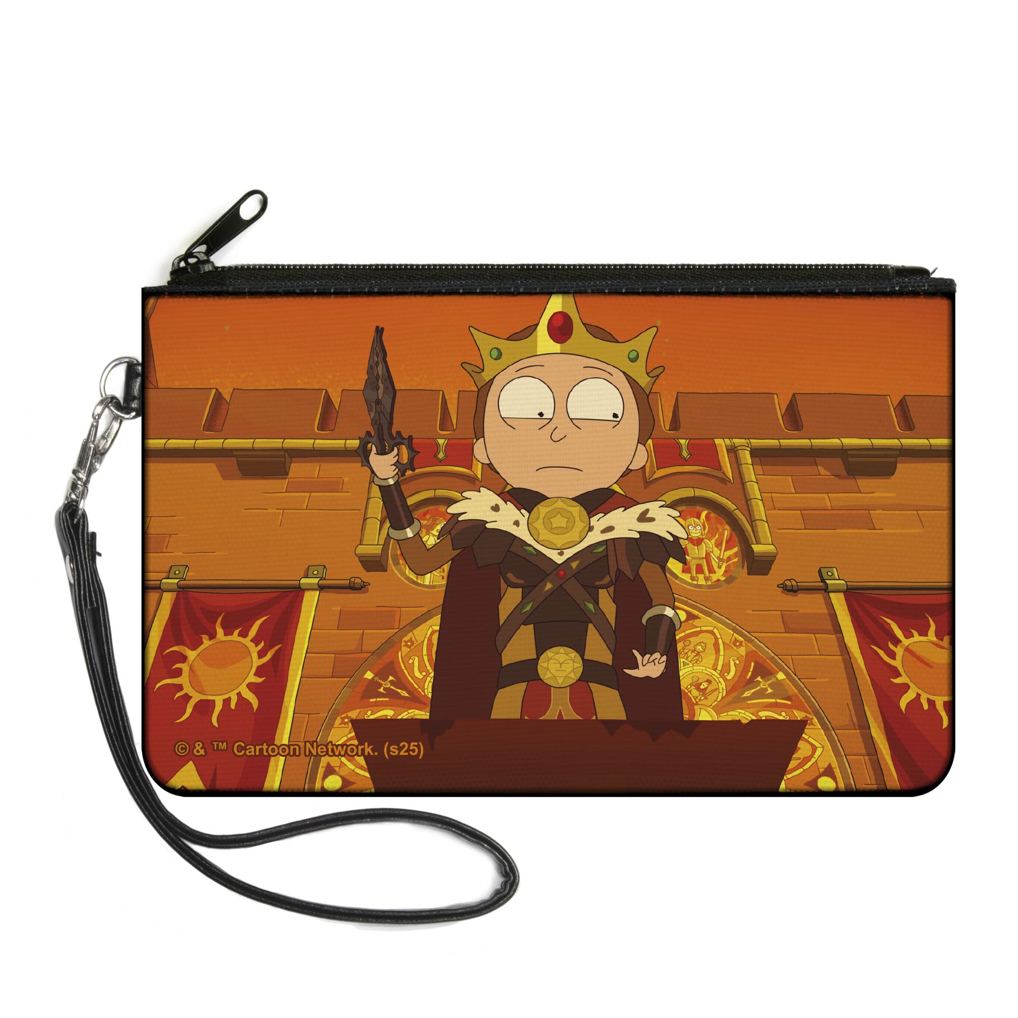 Buckle-Down Rick and Morty Wallet, Zip Clutch, Rick and Morty King Mortaniel Sword Scene, Canvas