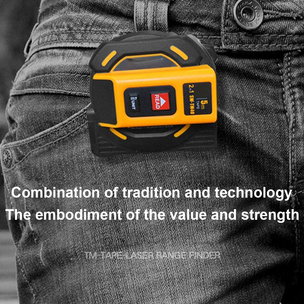 2 in 1 Tape Measure Telemetro Laser, Metro A Nastro 16,5 Ft / 5 M, Telemetro Laser 196.85 Ft / 60 M, HD E Display LCD, Autobloccanti, Hook Attivo, Adatto Per DIY