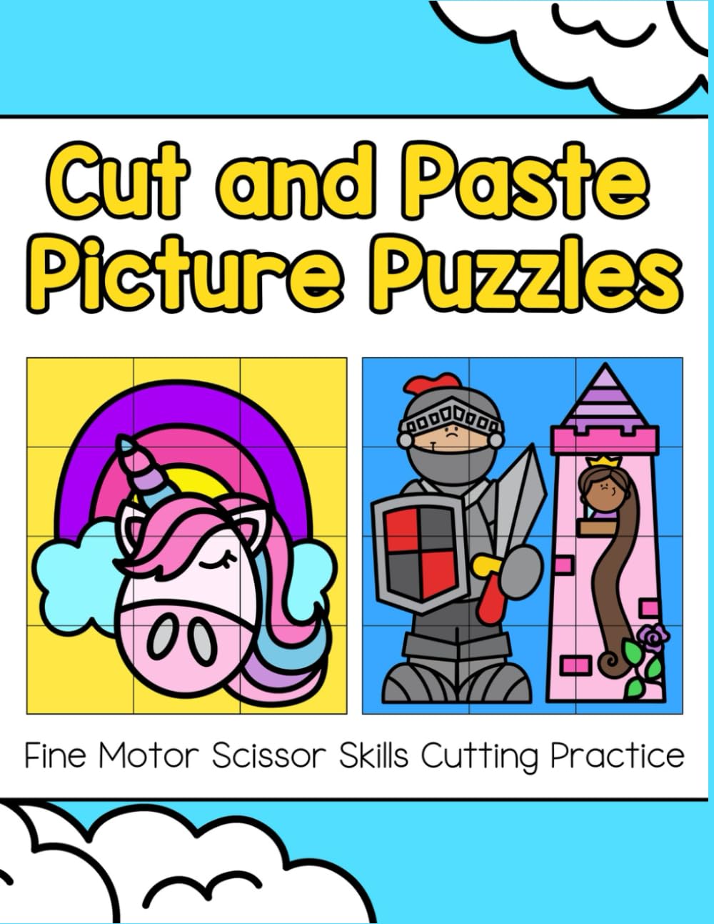 Cut and Paste Picture Puzzles: Fine Motor Scissor Skills Cutting Practice