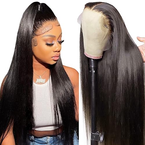 Miniatura 1 de tunfine Pelucas de cabello humano de 28 pulgadas con encaje frontal de 13 x 6 pulgadas, pelucas de cabello humano con encaje frontal HD