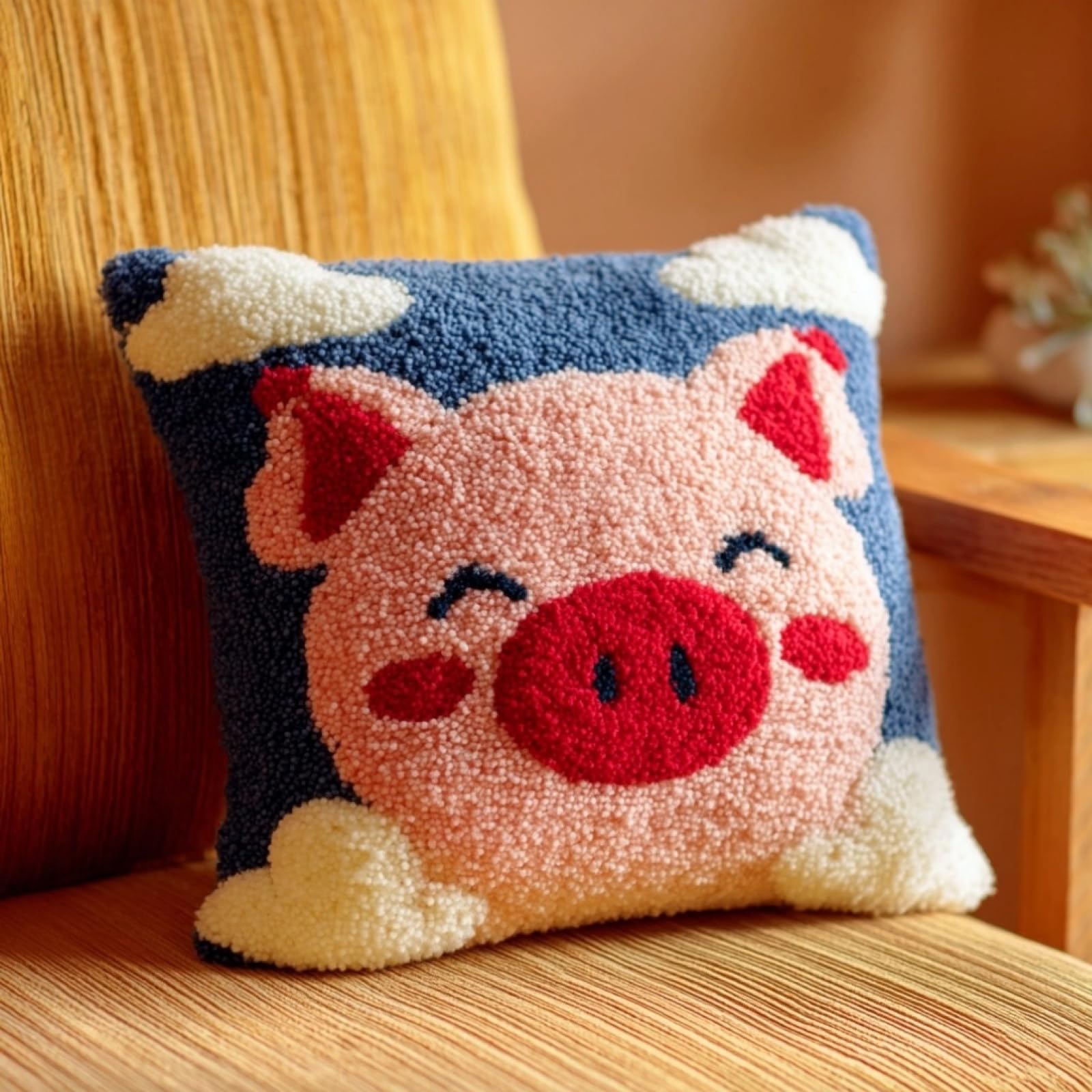 AxiangziK Latch Hook Pillow Kit 17x17in,Pig