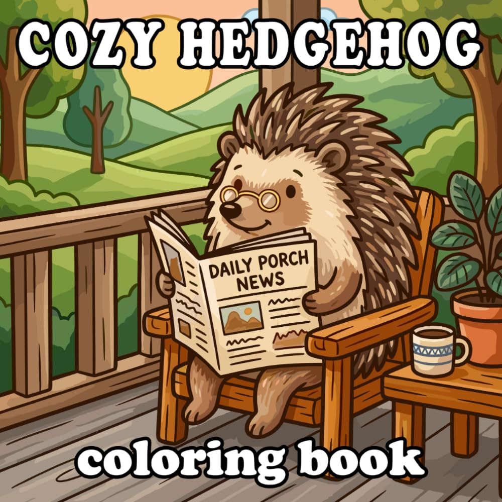 Cozy Hedgehog Coloring Book: Cute Anthropomorphic Hedgehog Home Life for Kids and Adults