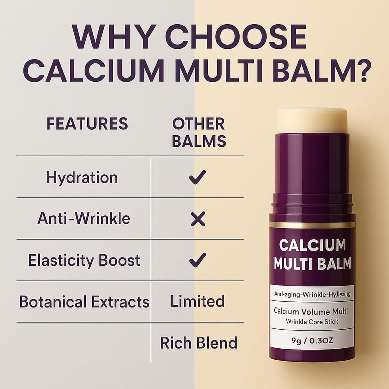 3Pcs Cemenrete Calcium Volume Multi Balm, Calcium Volume Multi Balm, Collagen Moisturing Stick, Intensive Repair & Moisturizing Cream, Firming Skin, Suitable for Face, Eyes & Neck - Image 3