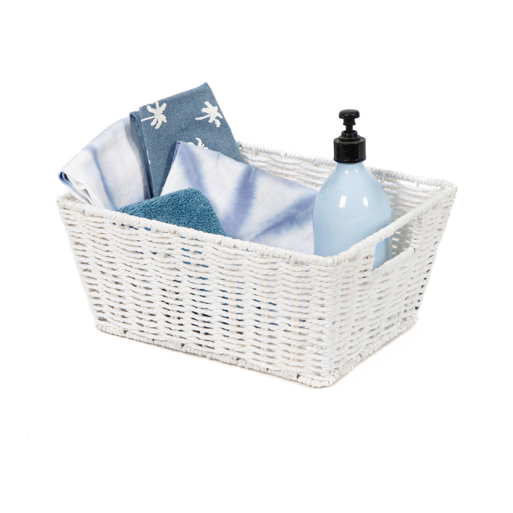Compactor Etna Cesto Rettangolare in Carta Intrecciata a Mano, Bianco, 31 x 24 x H. 14 cm, RAN6544