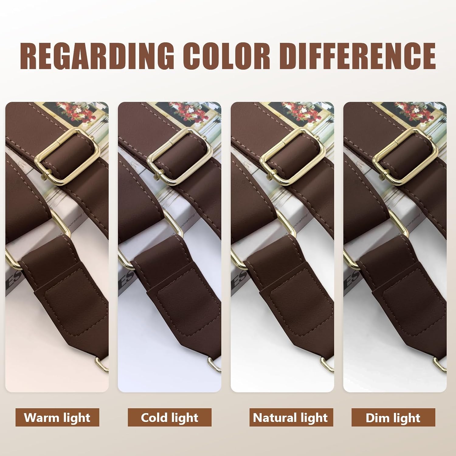 Dark Brown Leather Purse Strap Wide Adjustable Shoulder Purse Strap Handbags Replacement Crossbody Straps with Swivel Clasps, 33~55 inch