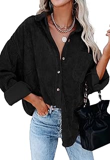 Sponsored Ad - JOCAFIYE Women's Corduroy Shirt Casual Long Sleeve Button Down Blouses Tops