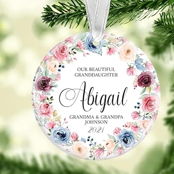 Jocidea Granddaughter Christmas Ornaments - Granddaughter Ornaments - Ceramic Hanging Ornaments for Girls - Christmas Keepsake