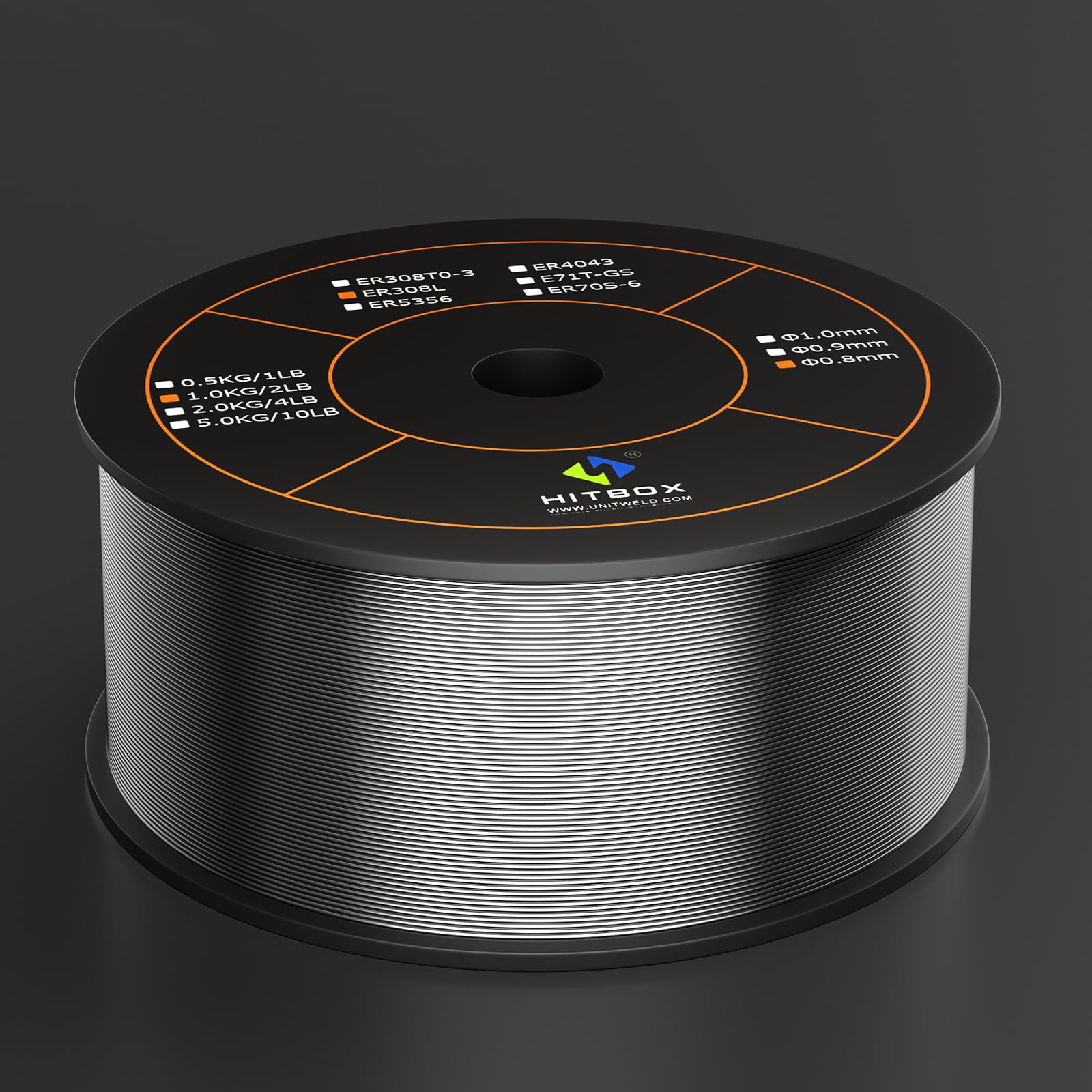HITBOX Filo MIG con Gas 1kg (ER308L - 0,8mm) per Saldatura Acciaio Inossidabile – Filo Solido per Saldatrice MIG
