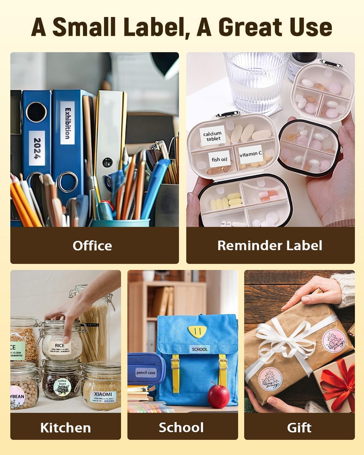 Label Maker Machine with Tape, Bluetooth Thermal Label Printer for Small Business, Address, Barcode, Logo, Clothing, Label Makers for Office Home School