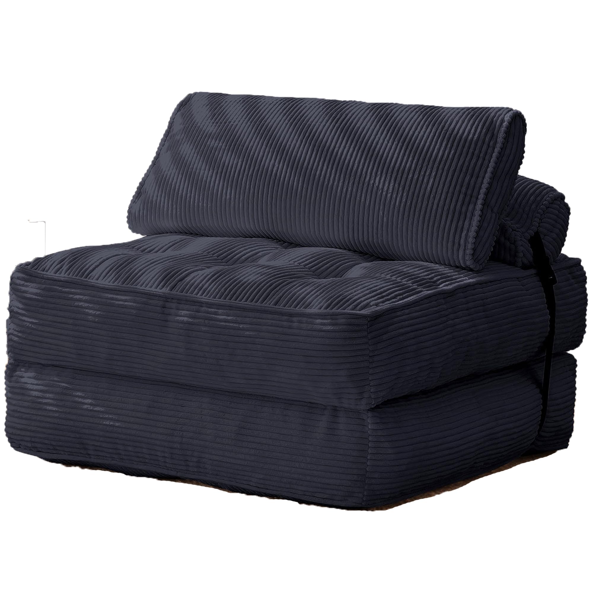 HOMREST Folding Sofa Bed, Convertible Sleeping Chair with Backrest Support and Soft Corduroy Fabric，Fold Couch Bed with Pillow for Small Spaces/Living