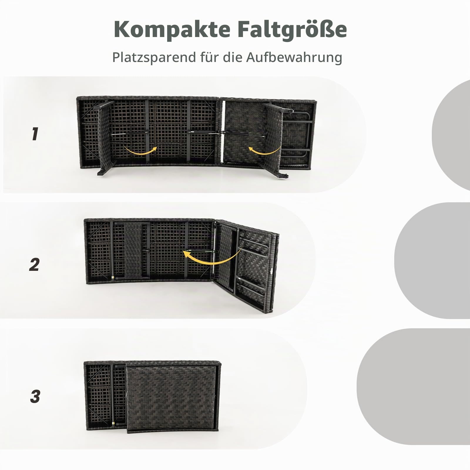 LIFEZEAL Klappbare Gartenliege Polyrattan, Relaxliege Sonnenliege mit 2 Rollen, Liegestuhl mit 5-Fach Verstellbarer Rückenlehne, Wetterfeste Rattanliege für Garten, Balkon und Terrasse, bis zu 150 KG
