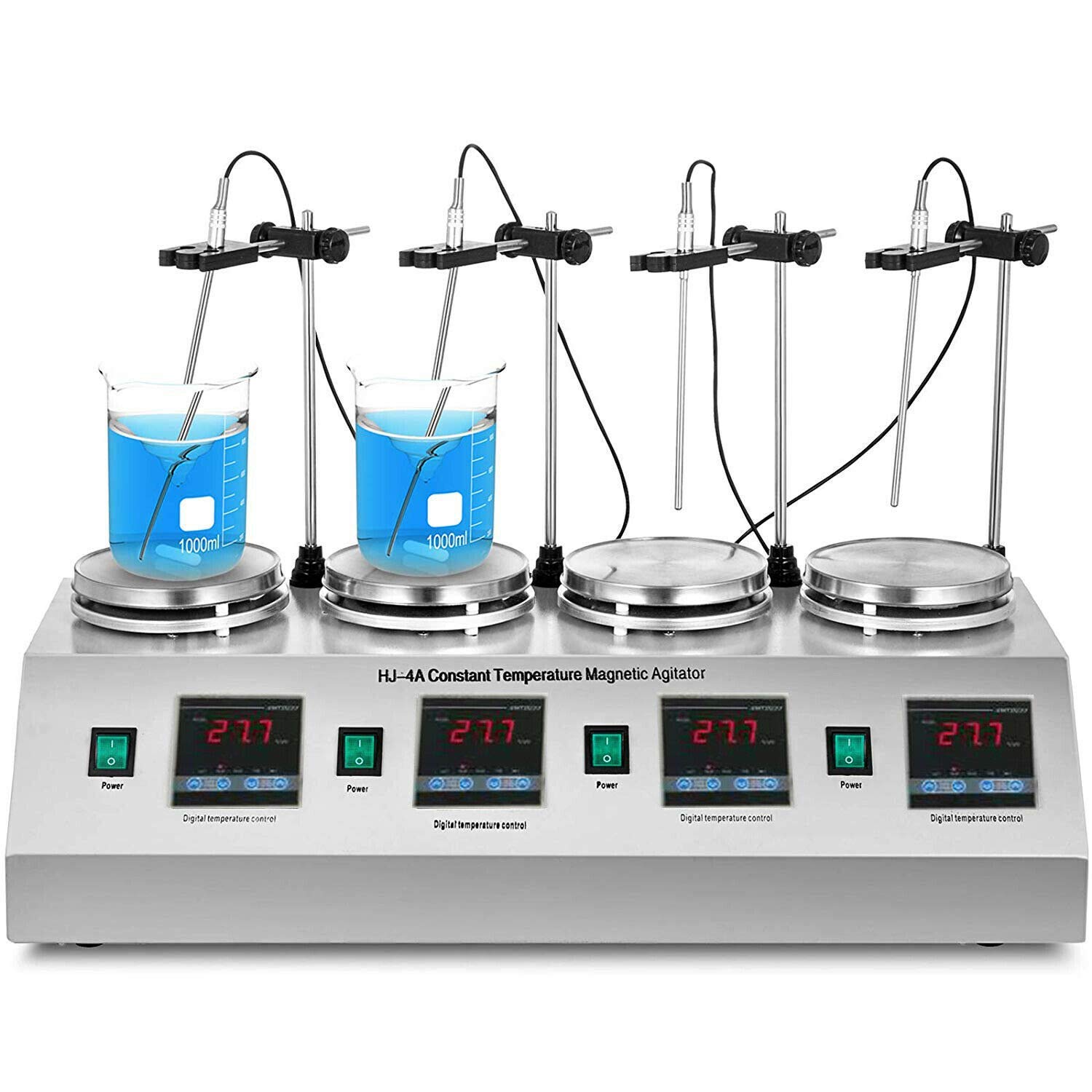 YUEWO Digital Magnetic Stirrer 2400 RPM Magnetic Hotplate Mixer Lab Stirrer Mixer with Stirring Bar (4 Unit Plate)