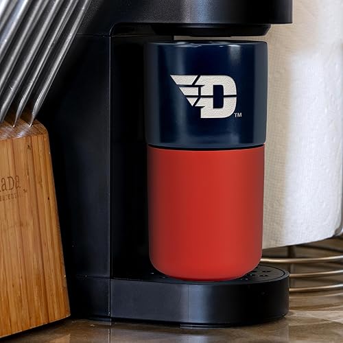 Miniatura 231 de Rico Industries NCAA Miami of Ohio Redhawks - Vaso de cerámica de 16 onzas con agarre de silicona, grabado láser profundo, diseño de color negro