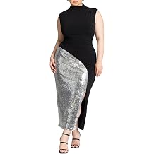 ELOQUII Funnel Neck Knit Dress with Sequin