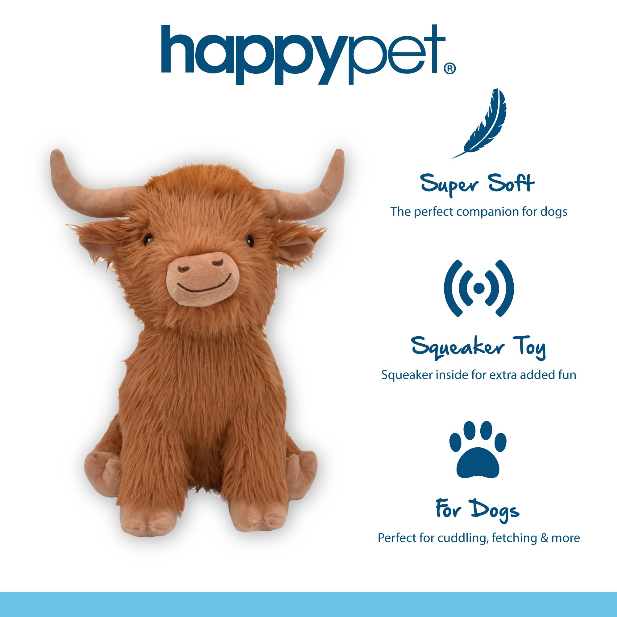 happypet Vache des Highlands Jumbo Jouet en Peluche pour Chien – Personnage en Peluche Super Doux, agréable pour Les Animaux de Compagnie, Compagnon Confortable