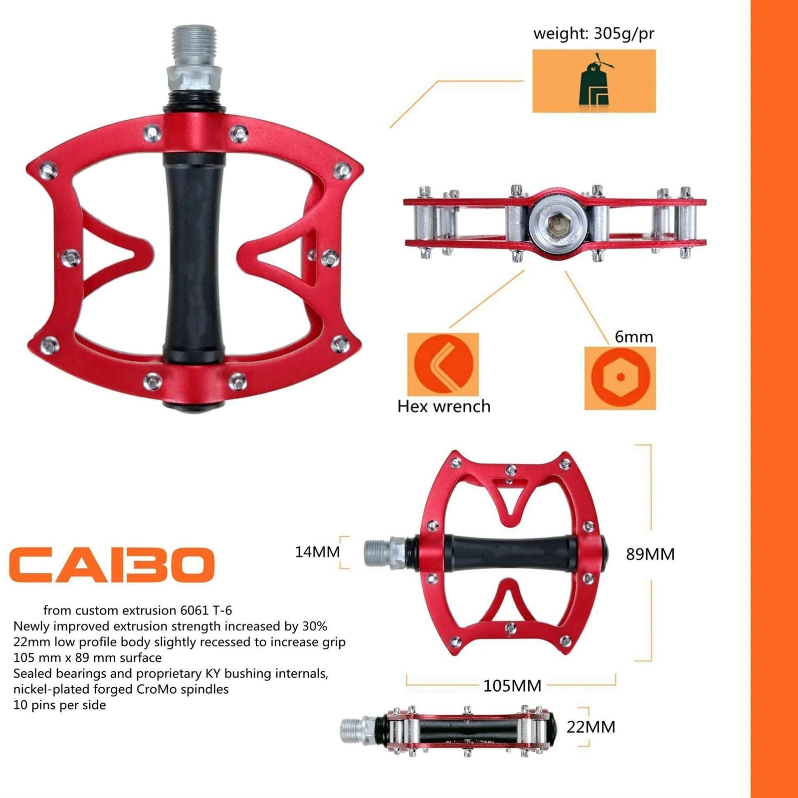 MKBHD CA130 MTB Mountain antypoślizgowe pedały rowerowe platforma rowerowa płaskie pedały 9 16" 2DU łożyska pedały szosowe(gray)