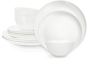 Zak Designs Melamine Dinnerware Set, White 12-Piece