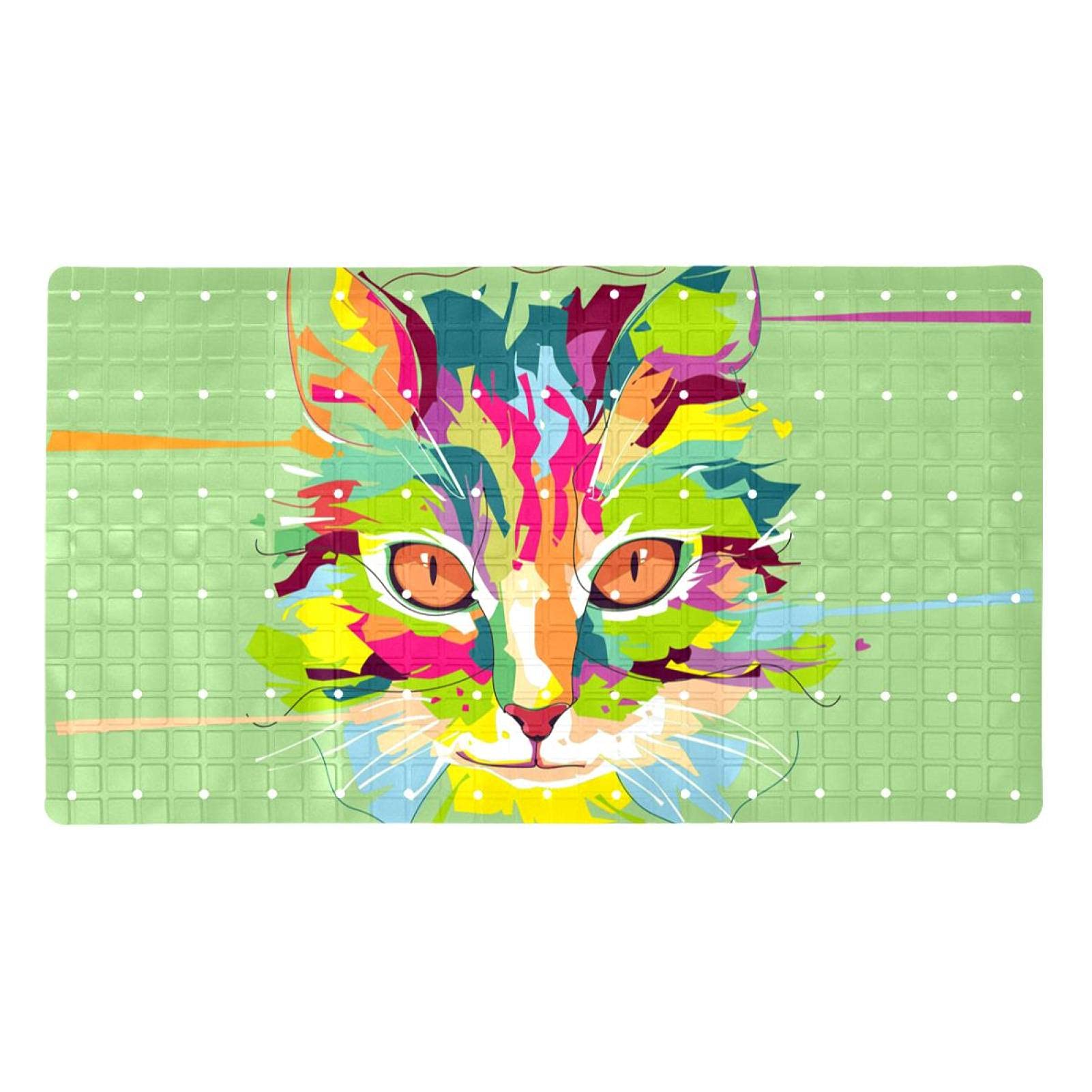 Tapis de baignoire antidérapant chat pop art évitant les risques de glissade