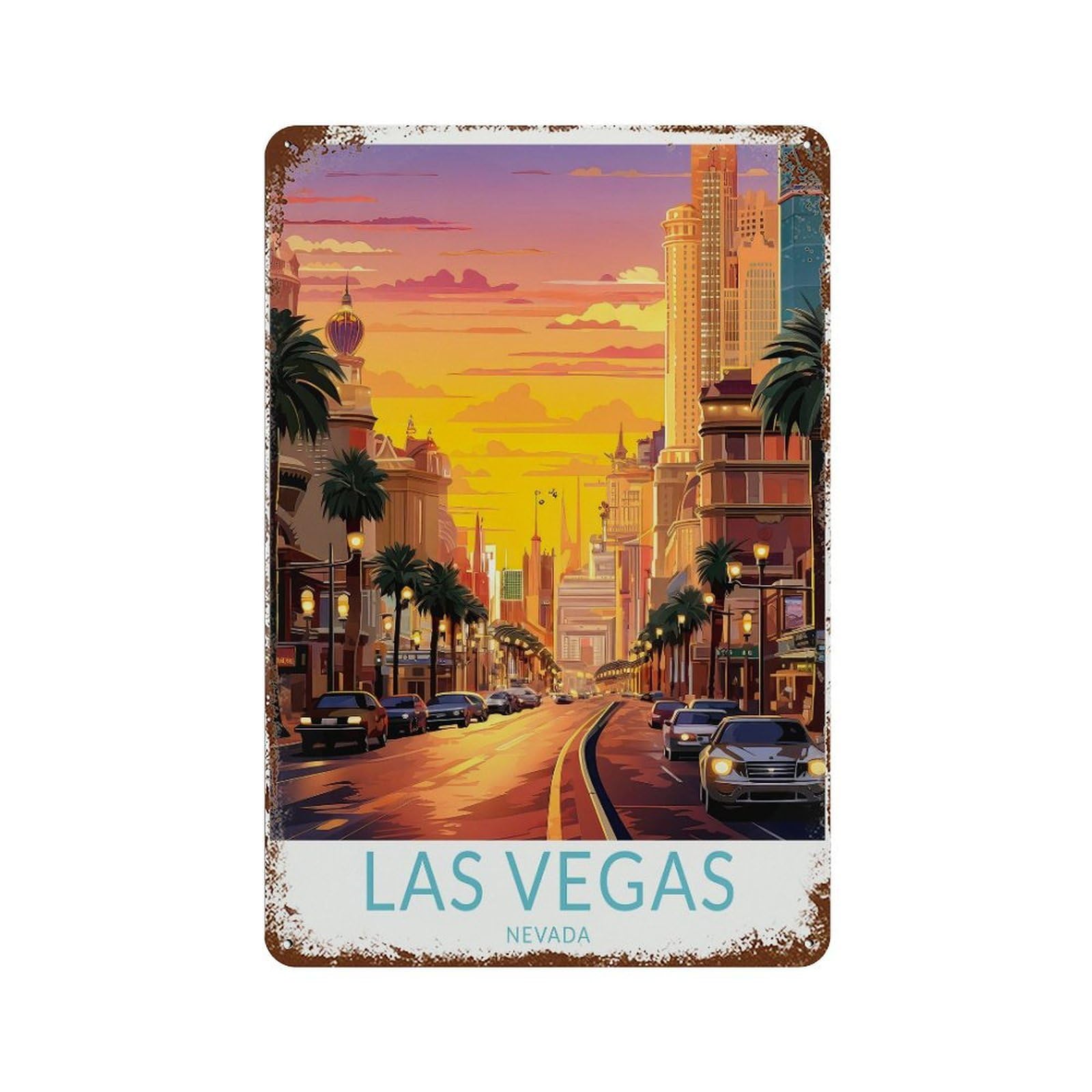 xiaoxiaoshen Las Vegas Nevada Travel Traveler Gift Wall Decor Art Metal Tin Poster Modern Home Decor Art Home Bar Shop Decorations Vintage Sign 30x20cm