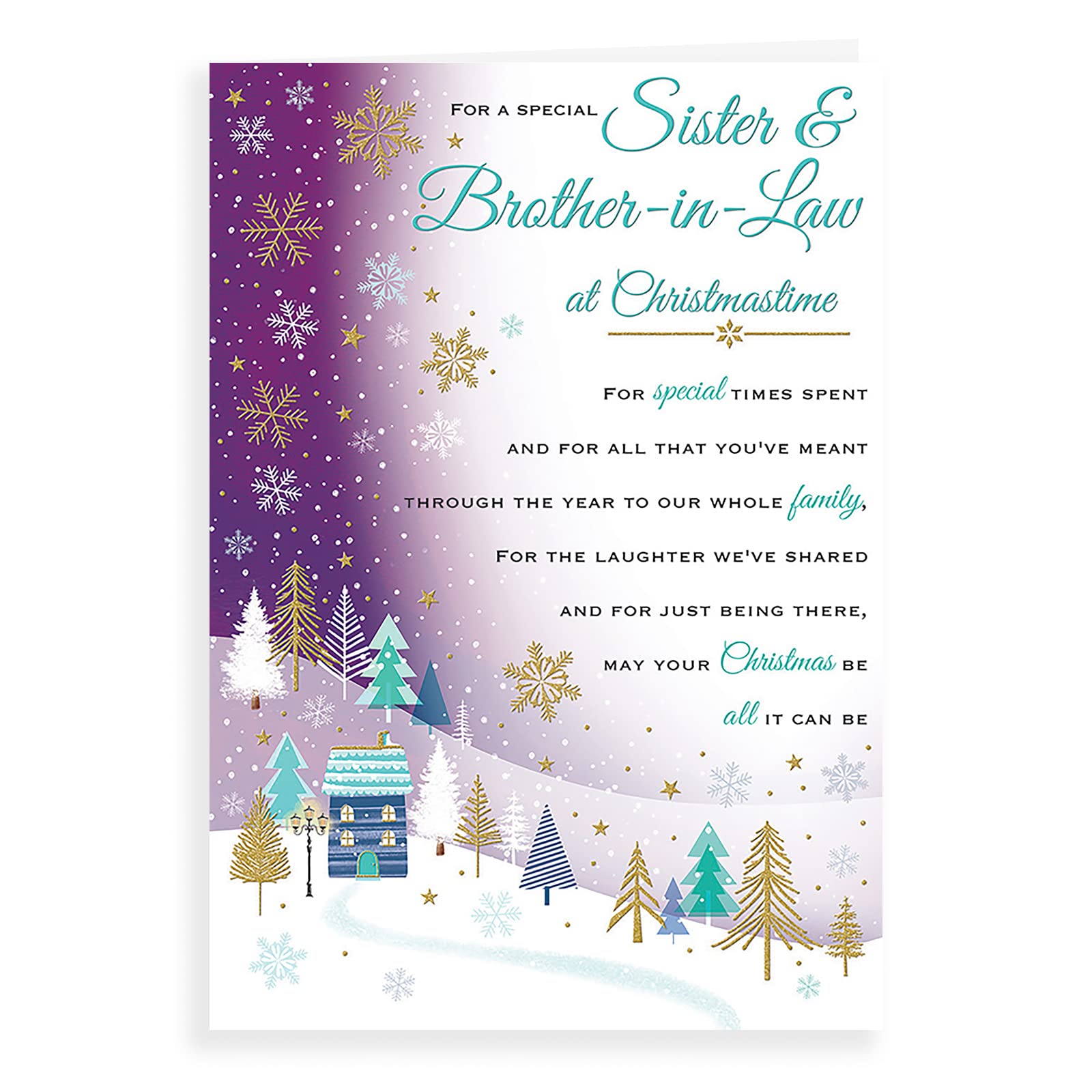 Piccadilly Greetings Regal Publishing Sentiment Christmas Card Sister & Brother in Law - 9 x 6 inches, C85574