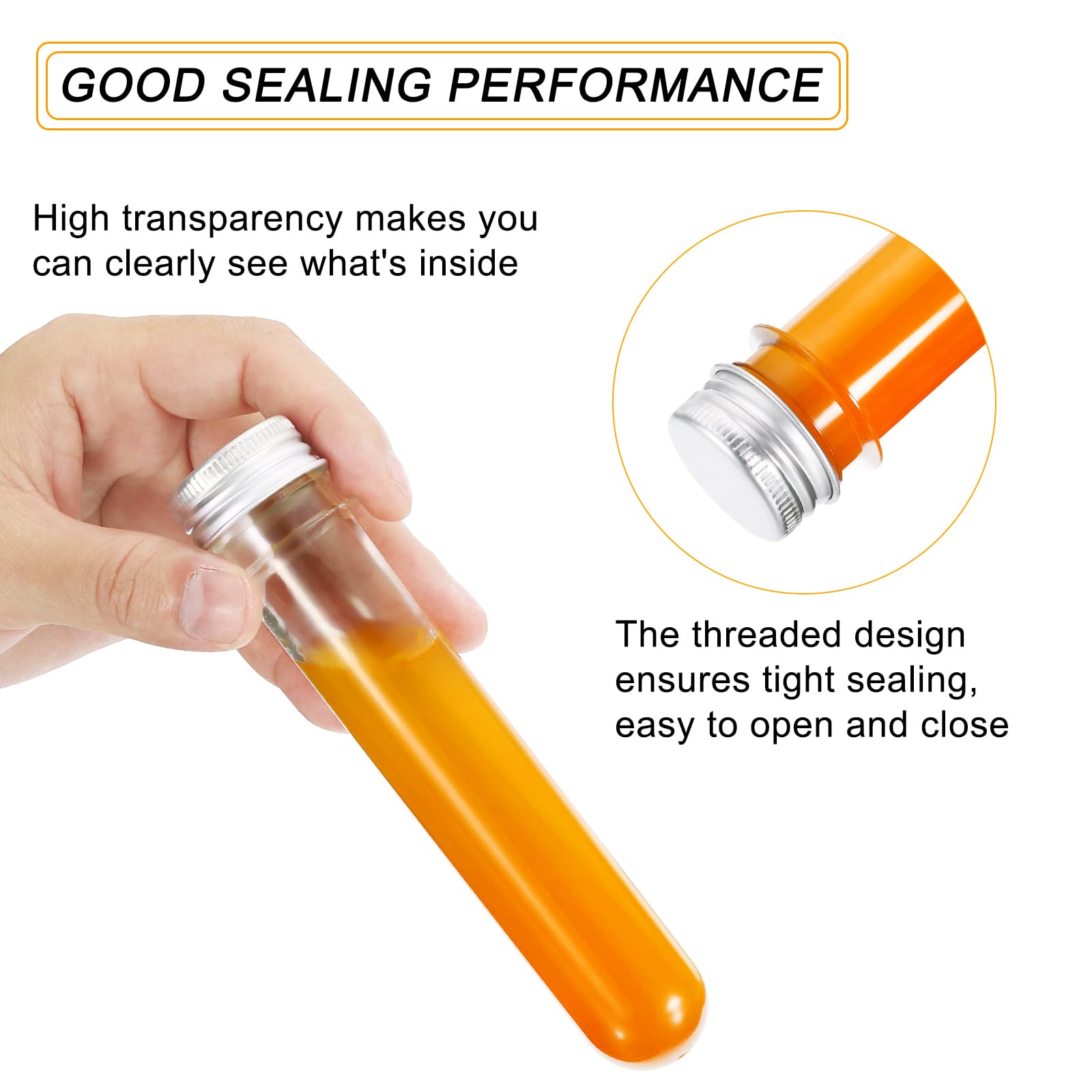 PATIKIL Tubi plastica da 45 ml con tappi a vite, 30 pezzi, tubi 141x25 mm per decorazioni scientifiche, conservazione caramelle, perle, sale da bagno, uso in laboratorio, tonalità argento
