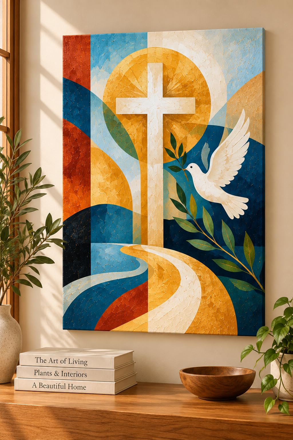 Acrylic Handmade Painting Cross and Dove | Hand-painted, Gallery Wrapped Canvas-picture-51