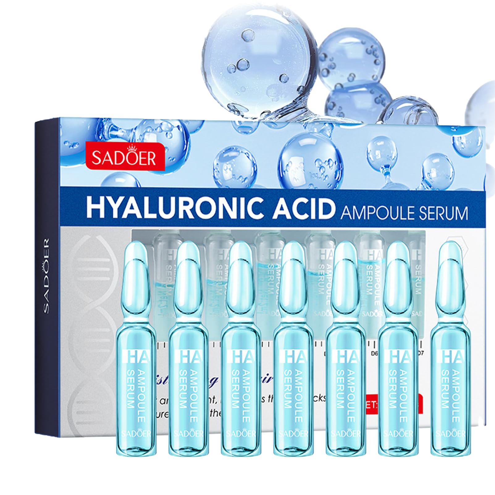 Hyaluronic Acid Microneedling Serum, Hyaluronic Acid Serum For Face, Hydrating Face Serum For Women & Men, Anti Aging & Smooth Wrinkle, Face Serum Skincare For All Skin Type 7x2ml Ampoules