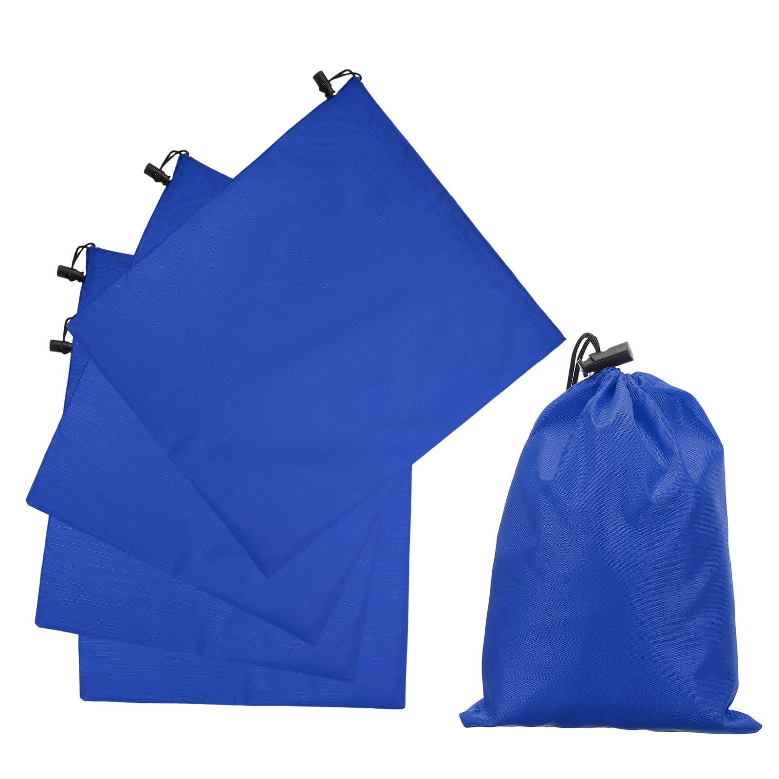 sourcing map 5Pcs 210D Polyester Drawstring Bag with Toggle, 14 x 16 Inch Waterproof Travel Storage Bag Foldable Stuff Sack Cinch Sack for Gym Travel Clothes Organizer, Dark Blue