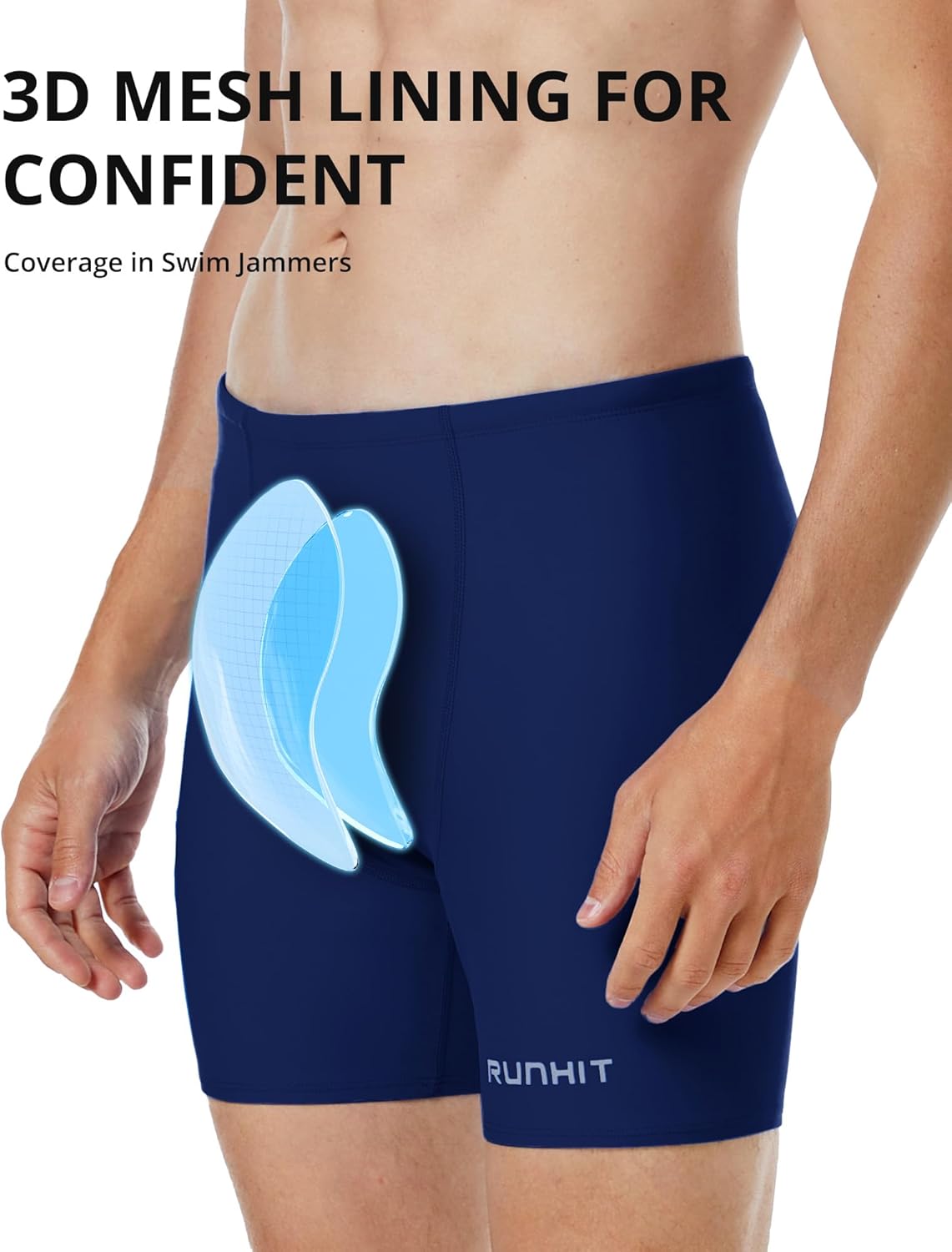 Runhit Men's Square Leg Swim Jammers Quick Dry Athletic Brief Swimsuit UPF 50+ Compression Swimming Shorts - Image 4